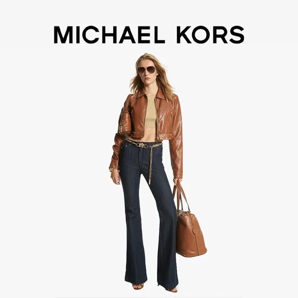 Джинсы Michael Kors bootcut с цепочкой на поясе, синий