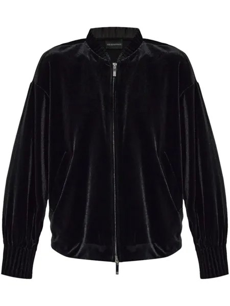 Emporio Armani бархатная куртка-бомбер, черный