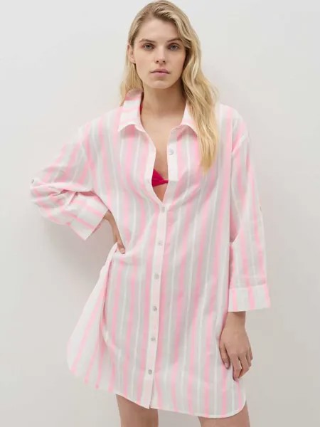 Полосатая пляжная рубашка с вышивкой Ovs, цвет white/pink