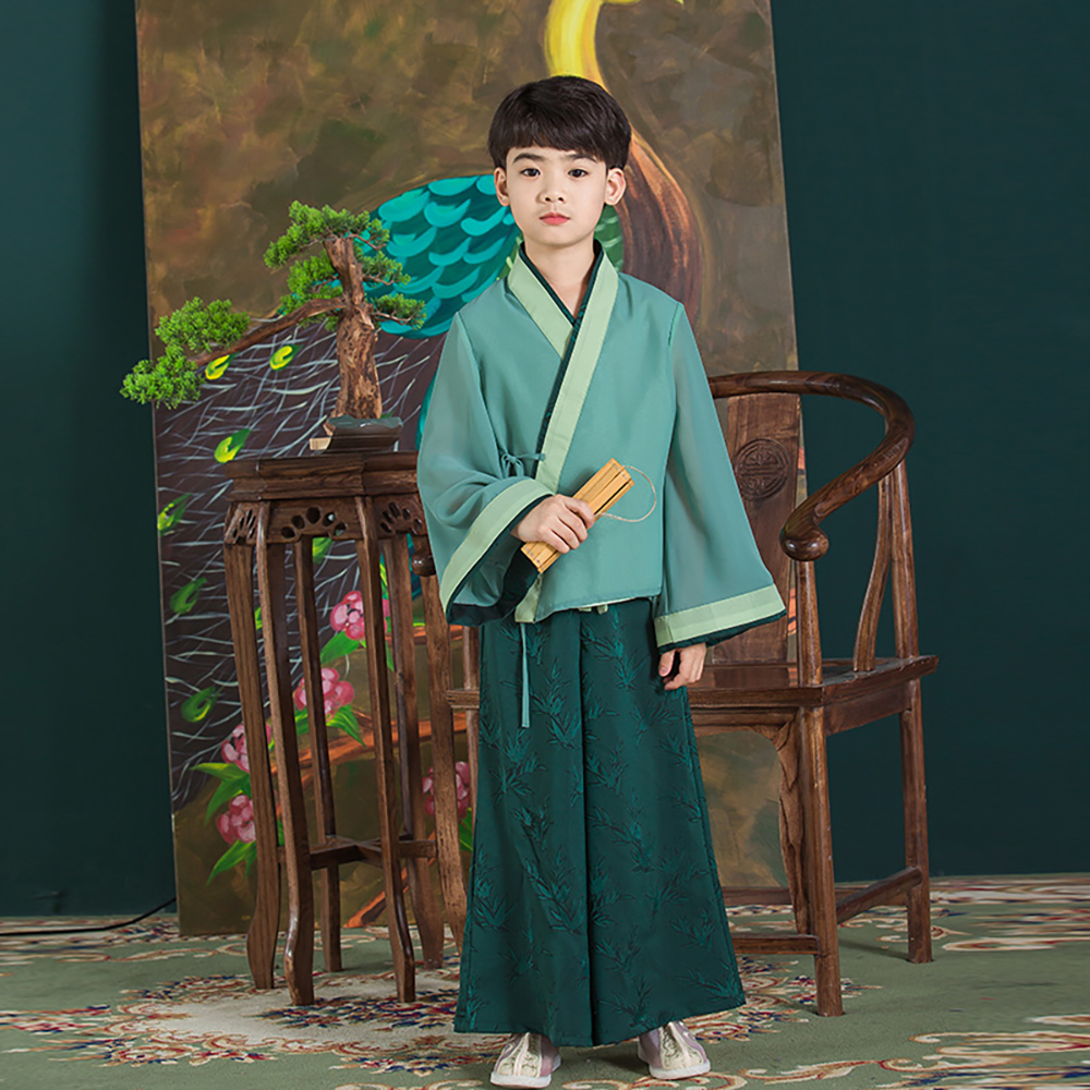 Традиционная китайская одежда Hanfu для мальчиков, костюм с топом и брюками, детский сказочный костюм для косплея, народный костюм Тан, HFT021