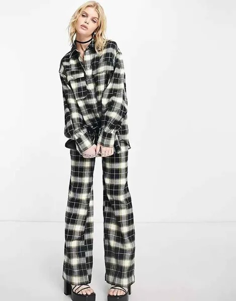 Рубашка Edited Oversized Check, черный/кремовый