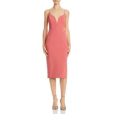 Женское розовое приталенное платье миди с глубоким V-образным вырезом Jill Stuart 10 BHFO 5868