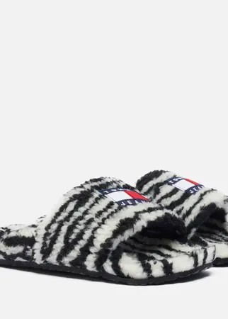 Женские сланцы Tommy Jeans Wild Animal Printed Pool Slide, цвет чёрный, размер 38 EU