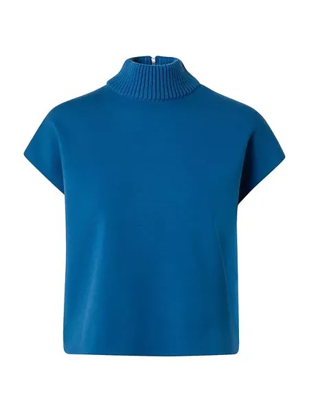 Свитер с высоким воротником из смесовой шерсти Akris Punto, цвет medium blue denim