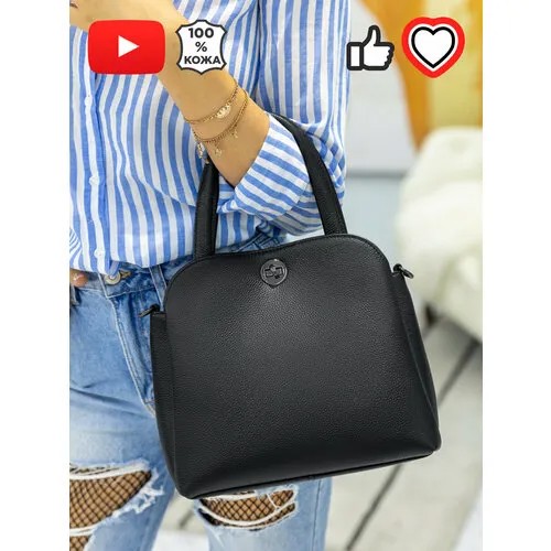 Сумка тоут GIORGIO FERRETTI, фактура зернистая, черный