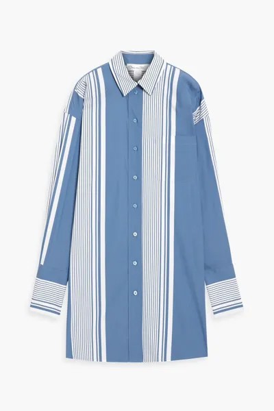 Рубашка оверсайз из поплина в полоску с добавлением хлопка Oscar De La Renta, цвет Slate blue