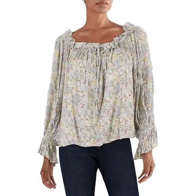 Женская рубашка-блузка с открытыми плечами с цветочным принтом Elan, топ BHFO 2693