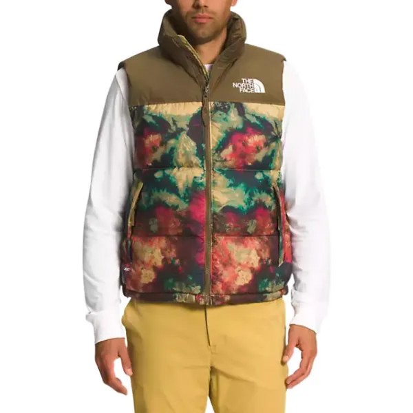 THE NORTH FACE Мужской пуховик, цвет Antelope Brown Tan Ice Dye Print