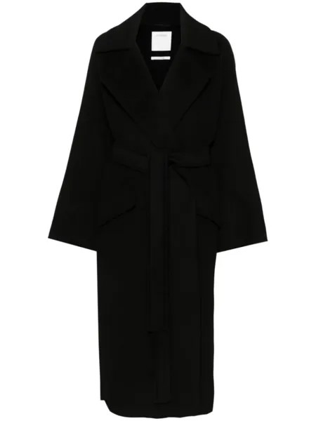 Sportmax фетровое пальто макси с поясом, черный