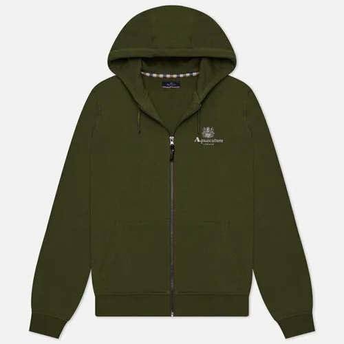 Толстовка Aquascutum active small logo full zip hoodie fleece, силуэт прямой, размер xxl, зеленый