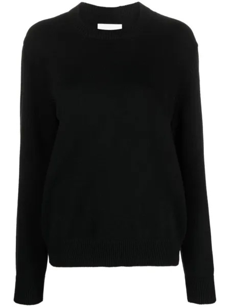 Jil Sander джемпер из смесового кашемира с круглым вырезом, черный