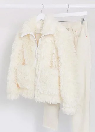 Белая свободная куртка из искусственного меха Missguided-Белый