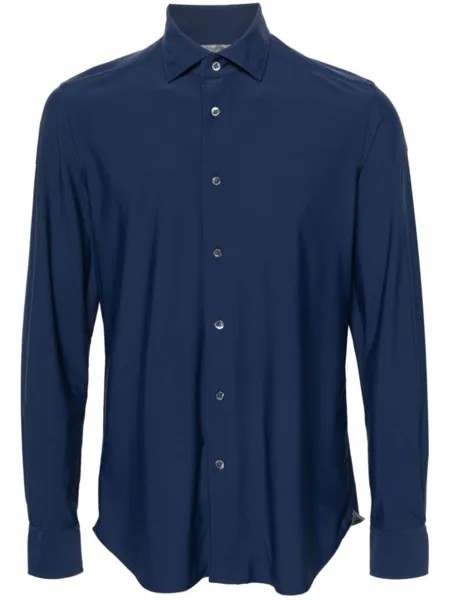 Corneliani рубашка из джерси с косым воротником, синий