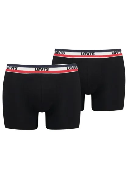 Боксеры Levi's (2 шт. в упаковке), с широким поясом с логотипом, черный