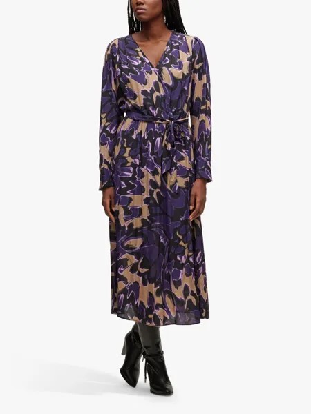 Платье миди с запахом HUGO BOSS Demaia, фиолетовое