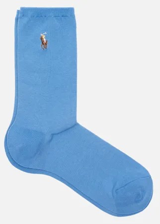 Носки Polo Ralph Lauren Flat Knit Polo Pony Crew Single, цвет голубой, размер 35-40 EU