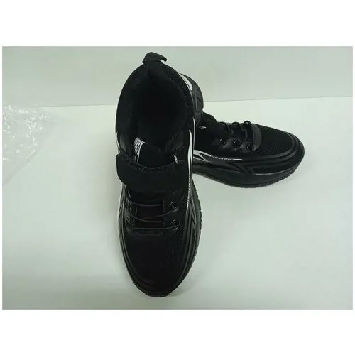 Кроссовки детские на липучке Fashion Sport K005, размер - 34, цвет - черный с белым