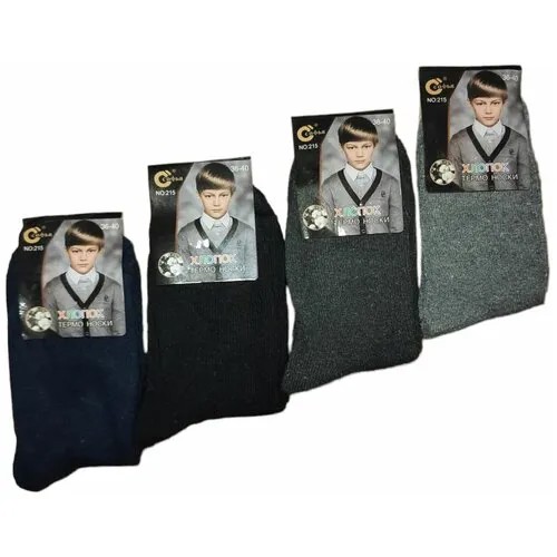 Носки  для мальчиков, 4 пары, размер 36-40, мультиколор