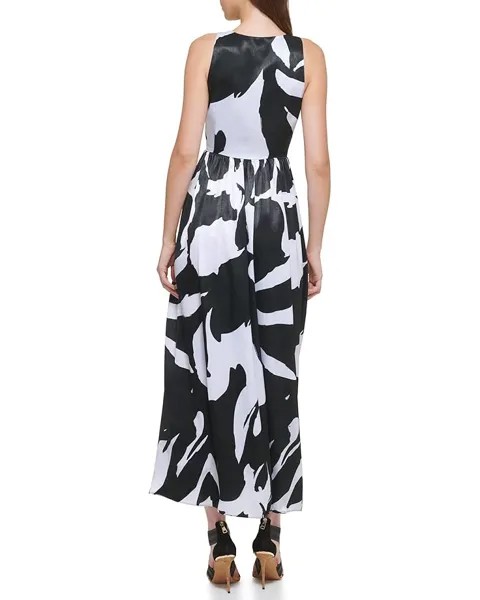 Платье DKNY Sleeveless Printed Maxi Dress, цвет White/Black Multi