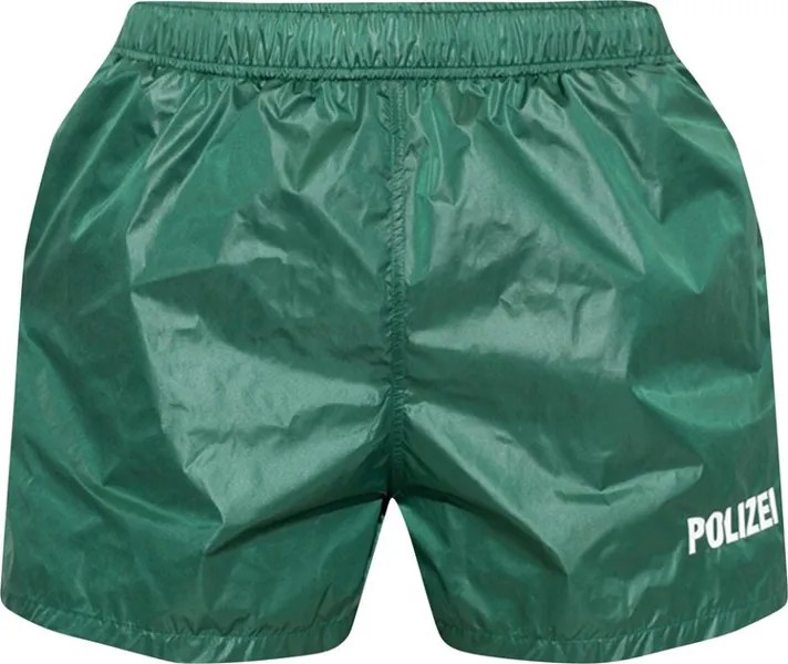 Шорты Vetements Polizei Swim Shorts 'Police Green', зеленый