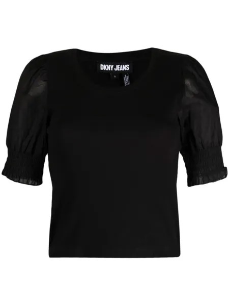 DKNY топ с круглым вырезом и короткими рукавами, черный