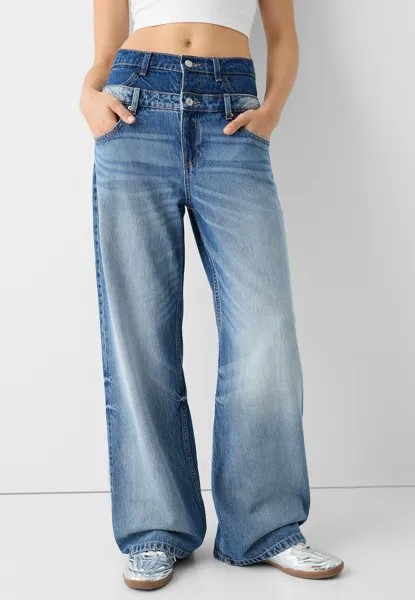 Расклешенные джинсы BAGGY Bershka, светло-синий