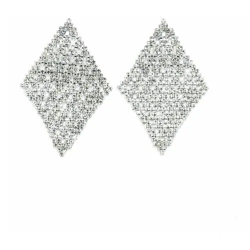 Серьги Kalinka modern story, бижутерный сплав, кристаллы Swarovski, белый, серебряный