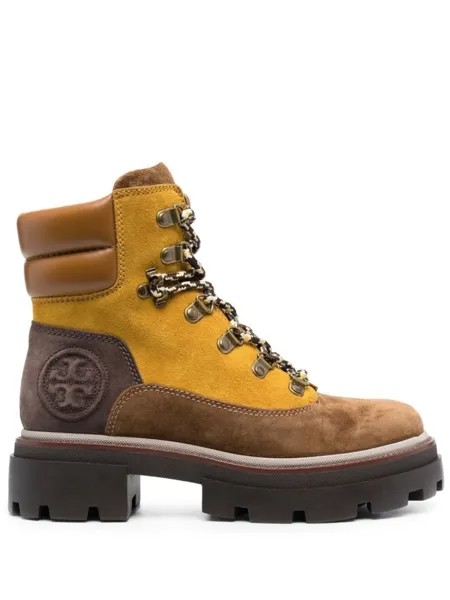 Tory Burch ботинки в стиле колор-блок, коричневый