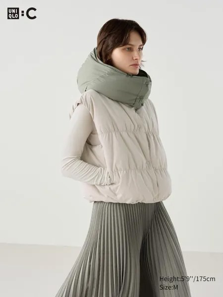 Укороченный жилет на пуху Uniqlo, бежевый