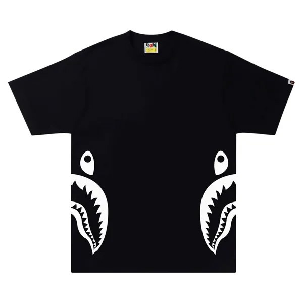 BAPE Двухцветная футболка с изображением акулы, черная