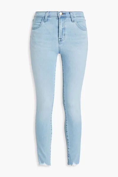 Укороченные джинсы скинни средней посадки с выцветшим эффектом J Brand, легкий деним