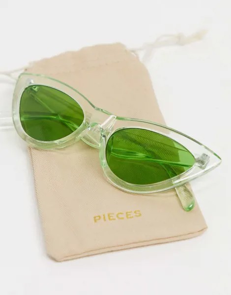 Зеленые солнцезащитные очки «кошачий глаз» Pieces-Зеленый цвет