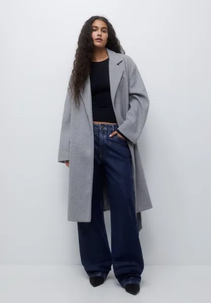 Пальто классическое Texture With Belt PULL&BEAR, цвет grey