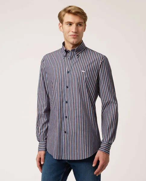 Мужская рубашка в обычную полоску синего цвета Harmont&Blaine, синий