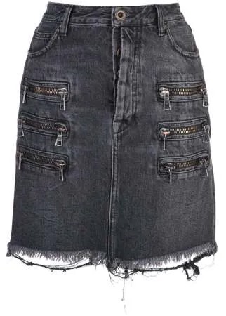 UNRAVEL PROJECT джинсовая юбка с молниями и эффектом потертости