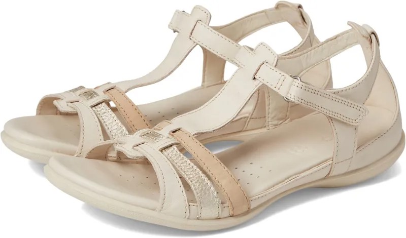 Сандалии на плоской подошве Flash T-Strap Sandal ECCO, цвет Limestone/Pure White Gold/Beige