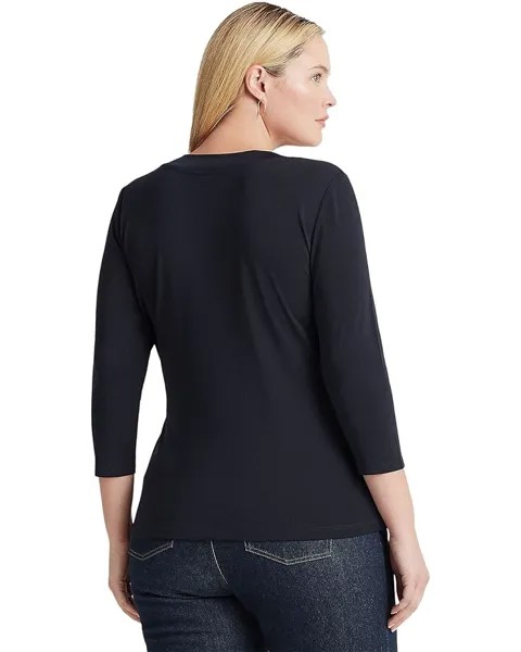 Топ LAUREN Ralph Lauren Plus Size Stretch Jersey Surplice Top, цвет Lauren Navy