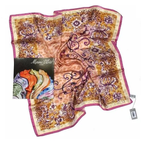 Персиковый платок с леопардовым принтом Marina D`Este 821456