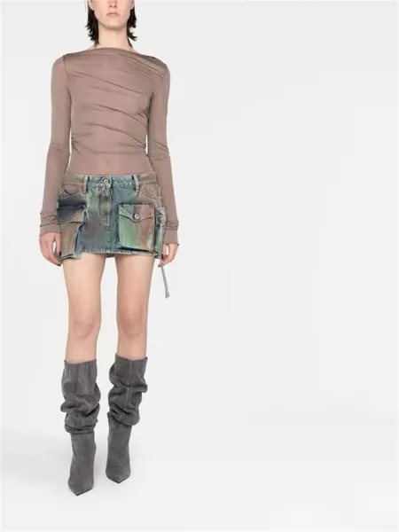 Женская джинсовая короткая юбка с карманами, камуфляжная модная юбка в Корейском стиле, мини-юбка для работы, лето 2023