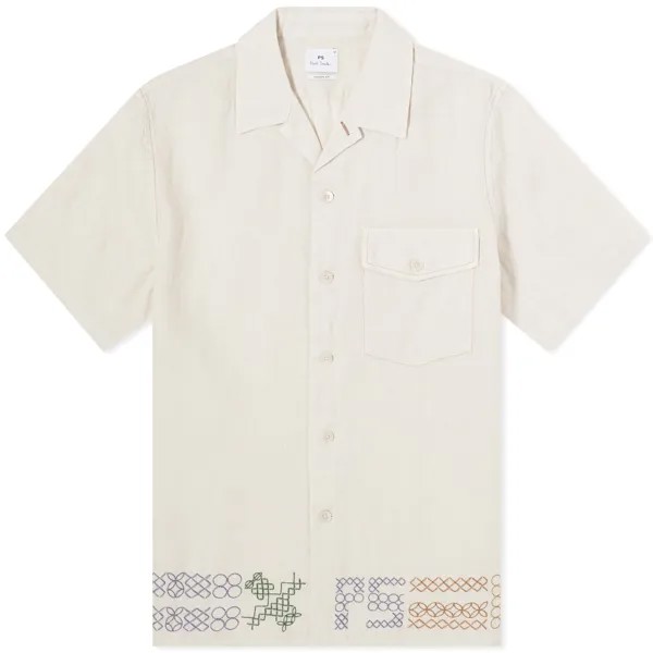 Рубашка Paul Smith Ps Embroidered Vacation Shirt, коричневый