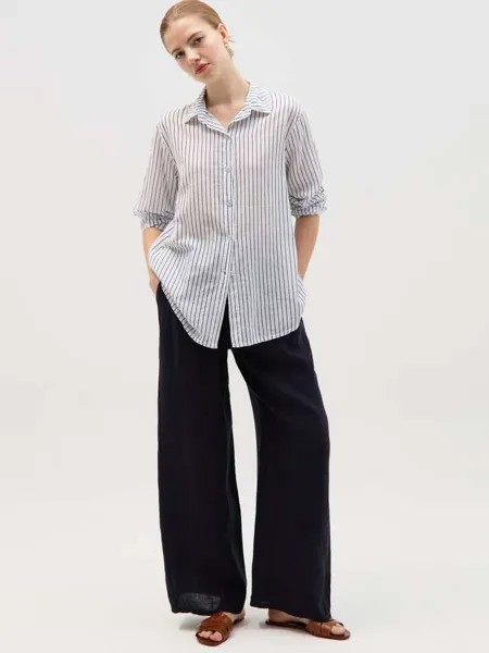 Широкие джоггеры из ткани Lino Con Coulisse Hybrid, цвет dark blue