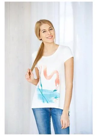 Trikozza Женская футболка с коротким рукавом и принтом-фламинго, белый, 50