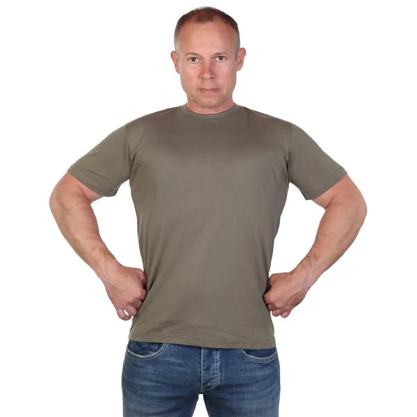 Мужская футболка нового образца без надписи цвет хаки олива (размер: 44)