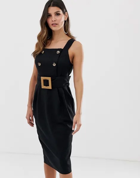 Сарафан миди с поясом ASOS DESIGN-Черный