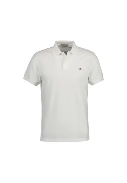 Мужская рубашка-поло - SLIM SHIELD PIQUE POLO, короткие рукава, планка на пуговицах, логотип GANT