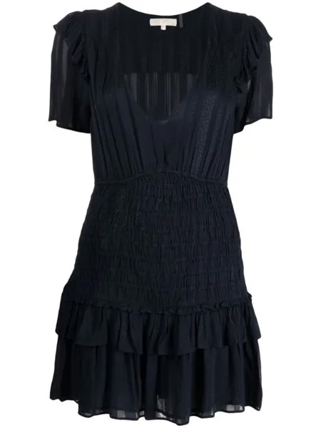 LoveShackFancy платье мини с оборками, синий