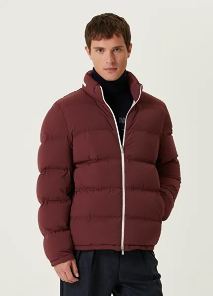 Темно-красное пуховик с капюшоном Brunello Cucinelli