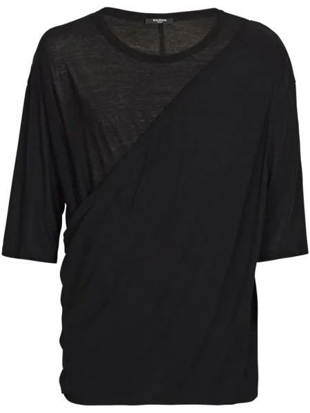 Balmain футболка с драпировкой, черный