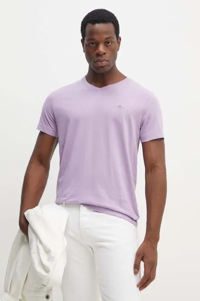 Хлопковая футболка Gant, фиолетовый