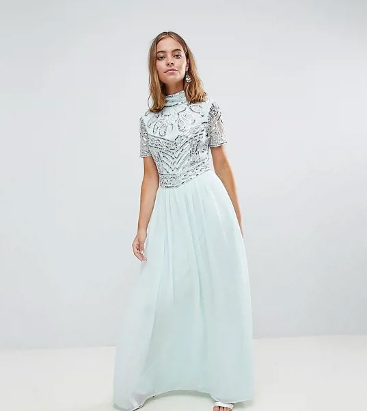 Премиум-платье макси с декорированным топом Frock And Frill Petite-Синий